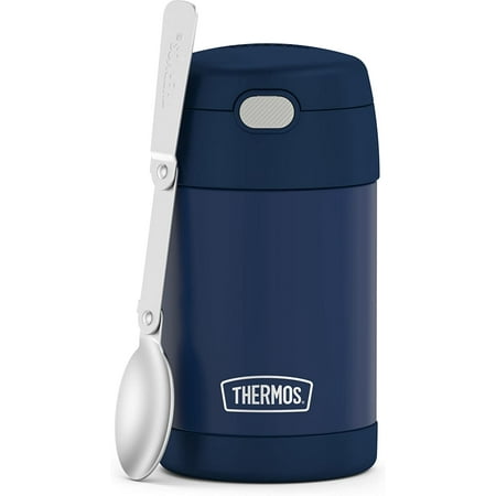 THERMOS FUNTAINER 16 Ounce Stainless Steel Vacuum Insulated Food Jar with Spoon  Navy