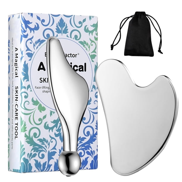 Herramientas faciales Gua Sha BEAUTYFACTOR de acero inoxidable con masajeador de ojos