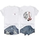thumbnail image 1 of Camisetas de Manga Corta para las Mujeres Carta Impresa Doble Cara Suelta Tee, Casual Vintage Verano Top Mujeres, 1 of 3