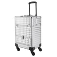thumbnail image 4 of Miumaeov Professional Rolling Makeup Train Case Cosmetic Trolley Organizer with 4 Detachable Wheels & 1 Sliding Drawer (Silver), 4 of 13