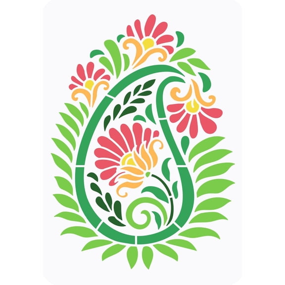 1 pc Paisley Stencil 11.7x8.3 inch Flowers Leaves Stencil Template Plastic Large Paisley Pattern Stencils Reusable Fancy Paisley Stencil for DIY Art Painting on Walls Furniture Crafts