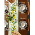 thumbnail image 4 of Table Runner Dresser Scarves 70 Inch Long, Farm Fruit Lemon and Flowers Linen Dining Table Runners Green and White Plaid Grid Tabletop Scarf for Wedding Holiday Party Kitchen, 4 of 7