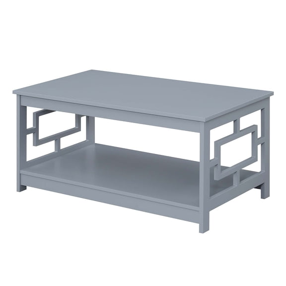 Coastal Cool Square Coffee Table With Shelf - 21.75"D x 39.25"W x 17.75"H, Engineered Wood, Coffee Table, Living Room