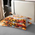 thumbnail image 4 of Erosebridal Orange Sunflower Pumpkin 100% Cotton Duvet Cover Queen Size,Botanical Floral Bedding Sets Queen Size,Retro Rustic Wooden Door 03,Breathable Bedroom Decor,3pcs（No Comforter）, 4 of 9
