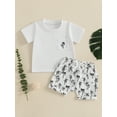 thumbnail image 3 of Baby Toddler Boy Shorts Set 6 12 18 24 Months 2T 3T 4T Short Sleeve T-shirts Tree Print Elastic Waist Shorts 2 Piece Summer Outfit, 3 of 9
