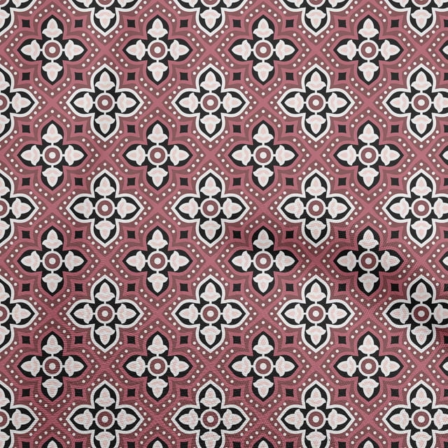 oneOone Cotton Cambric Pink Fabric Asian Block Print Traditional Geometric Sewing Craft Projects Fabric Prints By Yard 42 Inch Wide