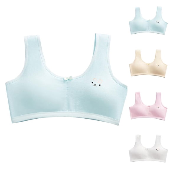 Bxsruta Girls 6-14 Years Wireless Cotton Training Bra Comfortable Breathable Vest Underwear Soft Daily Teen Bras