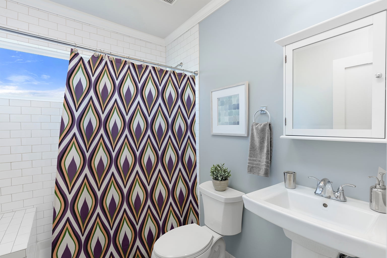 Simply Daisy 70" W x 73" L Feathers Polyester Shower Curtain, Larkspur [1 Ct]