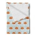 thumbnail image 2 of Fox Soft Flannel Fleece Throw Blanket, Nursery Themed Pattern with Continuous Baby Animal Head Print, Cozy Plush for Indoor and Outdoor Use, 70" x 90", Baby Blue Persian Orange, by Ambesonne, 2 of 5