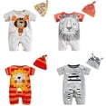 thumbnail image 3 of stylesilove Newborn Infant Toddler Cute Animal Baby Costume Jumpsuit and Hat 2pcs Cotton Romper Outfit, 3 of 26