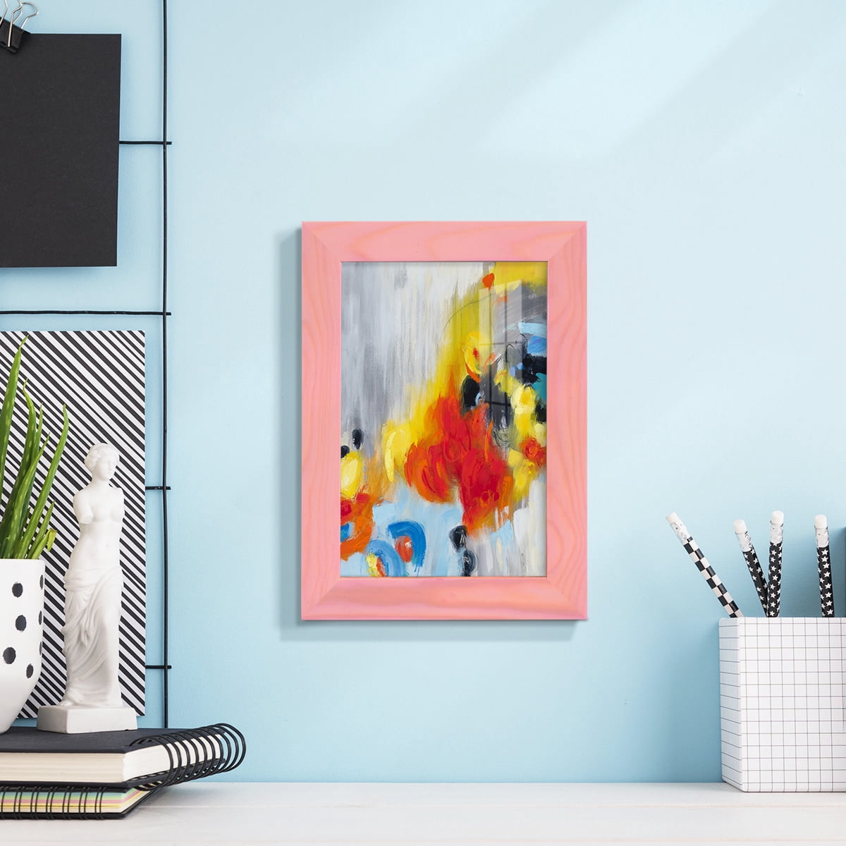 In the Loop I -Framed Print w/glass-Sunset Pink