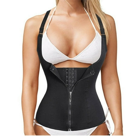 

SOATUTO Women s Underbust Corset Waist Trainer Cincher Steel Boned Body Shaper Vest with Adjustable Straps - Black / L