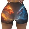 thumbnail image 2 of Susaid Red And Blue Fire Dragon D Print Intensify Workout Shorts for Women Seamless Scrunch Short Gym Yoga Running Sport Active Exercise Fitness Shorts-Large, 2 of 8