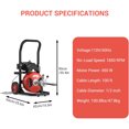 thumbnail image 2 of Roromall 75FT 100FT Electric Drain Cleaning Machine with 1/2-inch 3/4-inch Cable, 450W Auto Feed Portable Sewer Snake, Air-Activated Foot Switch, 4 Interchangeable Cutters for 2" to 4" Pipes, 2 of 7