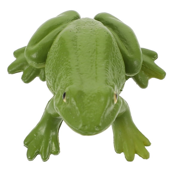 Toyvian 1Pc Realistic Olive Green Frog Figurine Plastic Animal Model for Decoration