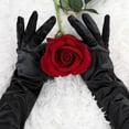 thumbnail image 4 of Guantes largos para mujer Allegra K de los años 20 Manoplas de dedo completo Negro brillante One Size, 4 of 5