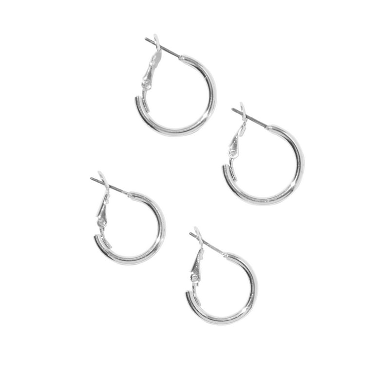 Claire's Classic Everyday Silver Hoop Tiny Earrings, 2-Pack, Child