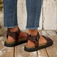 thumbnail image 4 of Rokment Cork Footbed Flat Sandals for Women 2026 Beach Summer Comfortable Leather Orthopedic Platform Fisherman Walking Sandals Brown Size 6.5, 4 of 6