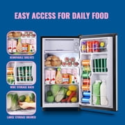 WANAI 3.2 Cu.ft Mini Refrigerator with 5 Temp Control Small Fridge Compact Size for Any Room Silver