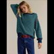 thumbnail image 4 of Sudadera Holgada A Rayas para Mujer, Cuello Redondo, Larga, Sudaderas con Capucha, Moda de Verano 2025, Jersey de Cuello Alto. Azul Marino L, 4 of 6