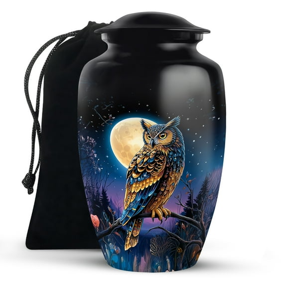 KARYLIZ Owl Cremation Urns For Men - Large Funeral Adult Urns for Human Ashes Women - Decorative Urn For Female - Urn For Dad And Son