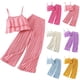 thumbnail image 4 of Odeerbi 6-13 Años Niñas Conjuntos de Verano Camisola de Volantes de Gasa Tops Plisados Pantalones de Pata Ancha Conjunto de Dos Piezas Cintura Elástica Pantalones Conjunto, 4 of 4