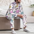 thumbnail image 7 of Naloa Summer with Flamingo Men’s Pajamas Set - Long Sleeve Button Down Sleep Shirt and Pajama Bottoms Sleepwear Set-XX-Large, 7 of 7