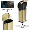 thumbnail image 3 of 13 Gallon Trash Can with Lid, 50L Fingerprint Proof Stainless Steel Kitchen Trash Can with Removable Inner Bucket and Lid Soft Close, Pedal Rubbish Bin for Home Office, Gold, 3 of 7