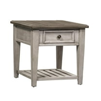 Liberty Furniture Industies, INC Heartland Drawer End Table in Antique White w/ Tobacco Top