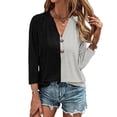 thumbnail image 2 of YABCSAZ Womens Summer Tops 3/4 Seleeve V Neck Color Block T Shirts Soft Casual Loose Fit Button Pullover T Shirts Oversized Shirts Basic Tee 2024 Clothes Basic Going Out Tops, 2 of 5