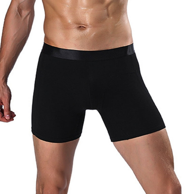 iOPQO Men's underwear Fashion Men's Sports Long Running Wear Leg  Multi-function Boxer Briefs Black XXXL 
