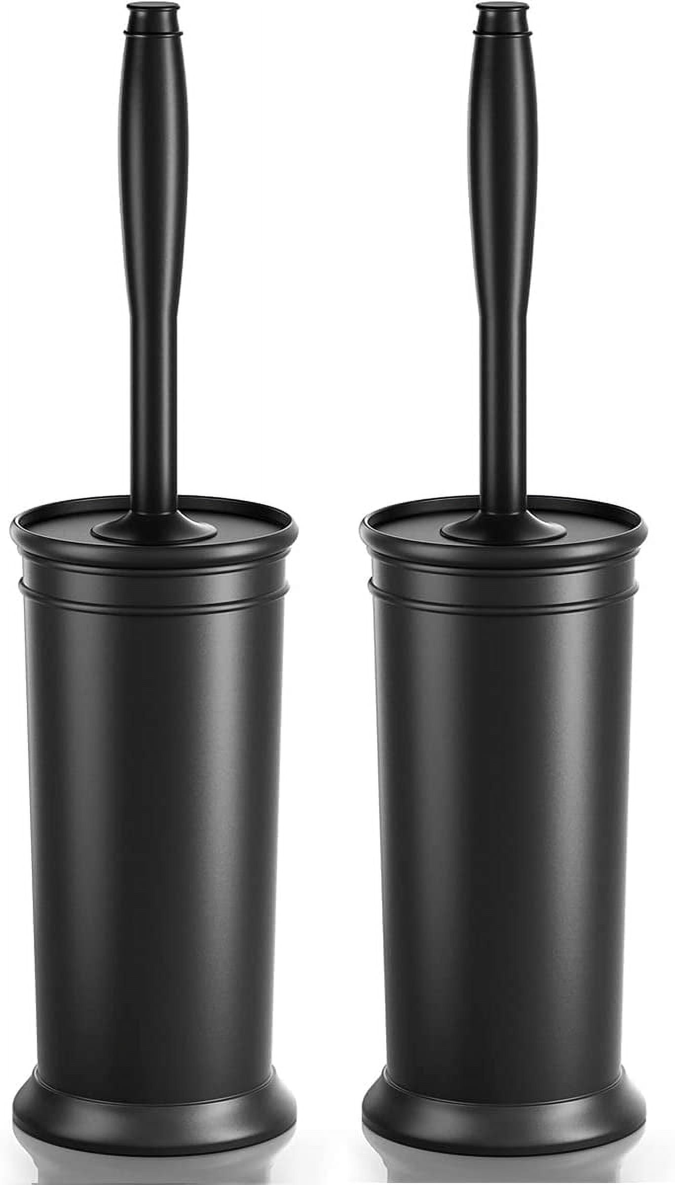 Toilet Brush and Holder 2 Pack, Toilet Bowl Brush with Extra Long Handle, Toilet Scrubber and Covered Holder, Toilet Brushes for Bathroom-Space Saving, Covered Brush, Durable, Deep Cleaning(White)