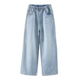 thumbnail image 2 of JTieacloth Girls Jeans Denim Stylish And Comfortable Straight Leg Pants For Big Girls Wide Leg Trousers Loose Fit Casual Long Pants For Girls,Sizes 4-5 Years, 2 of 7