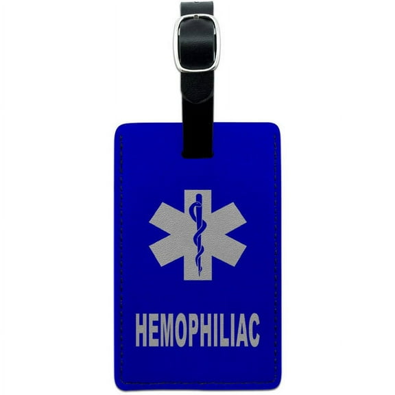Hemophiliac Medical Emergency Star of Life Leather Luggage ID Tag Suitcase