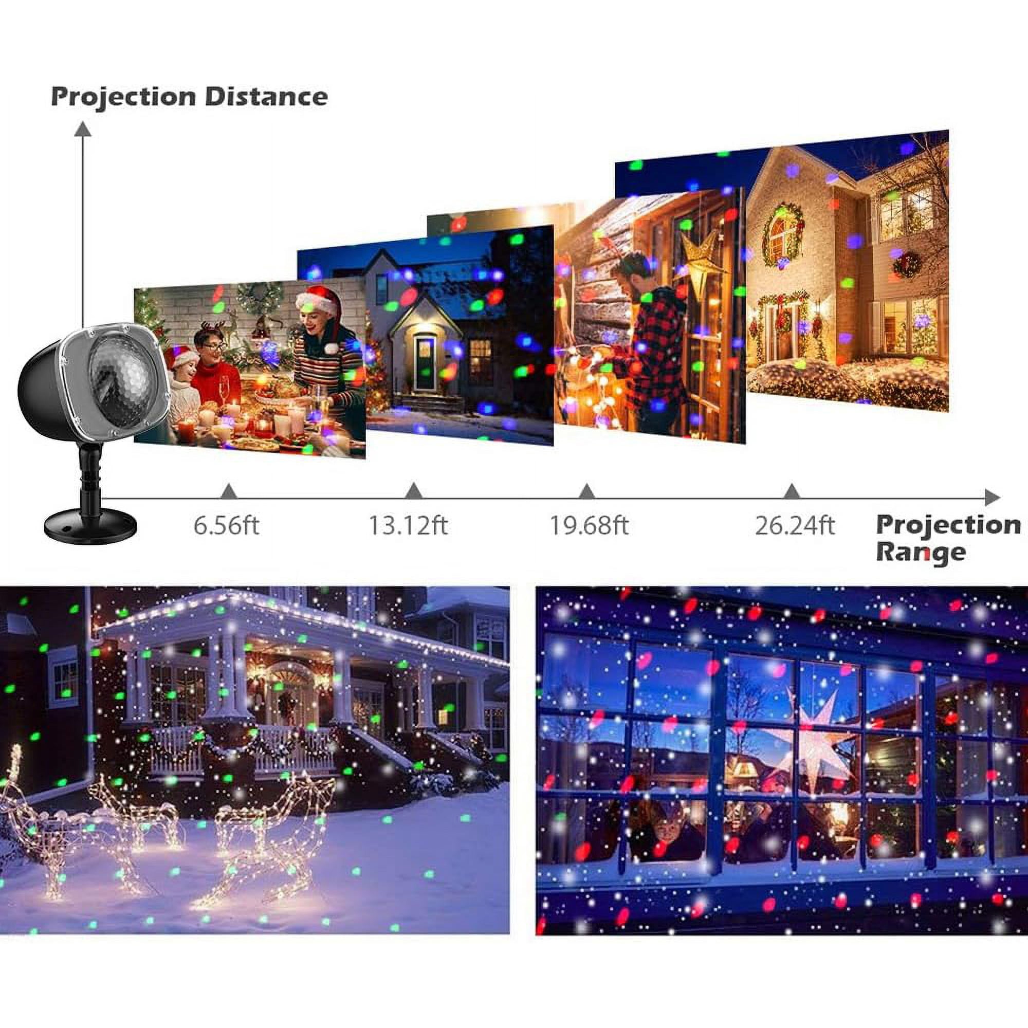 Halloween Snowfall Projector Lights haoqian Christmas LED Light Projector Outdoor Holiday Lights with Clear Rotating Snow Falling Lamp for Halloween Xmas Party Garden Landscape Decoration