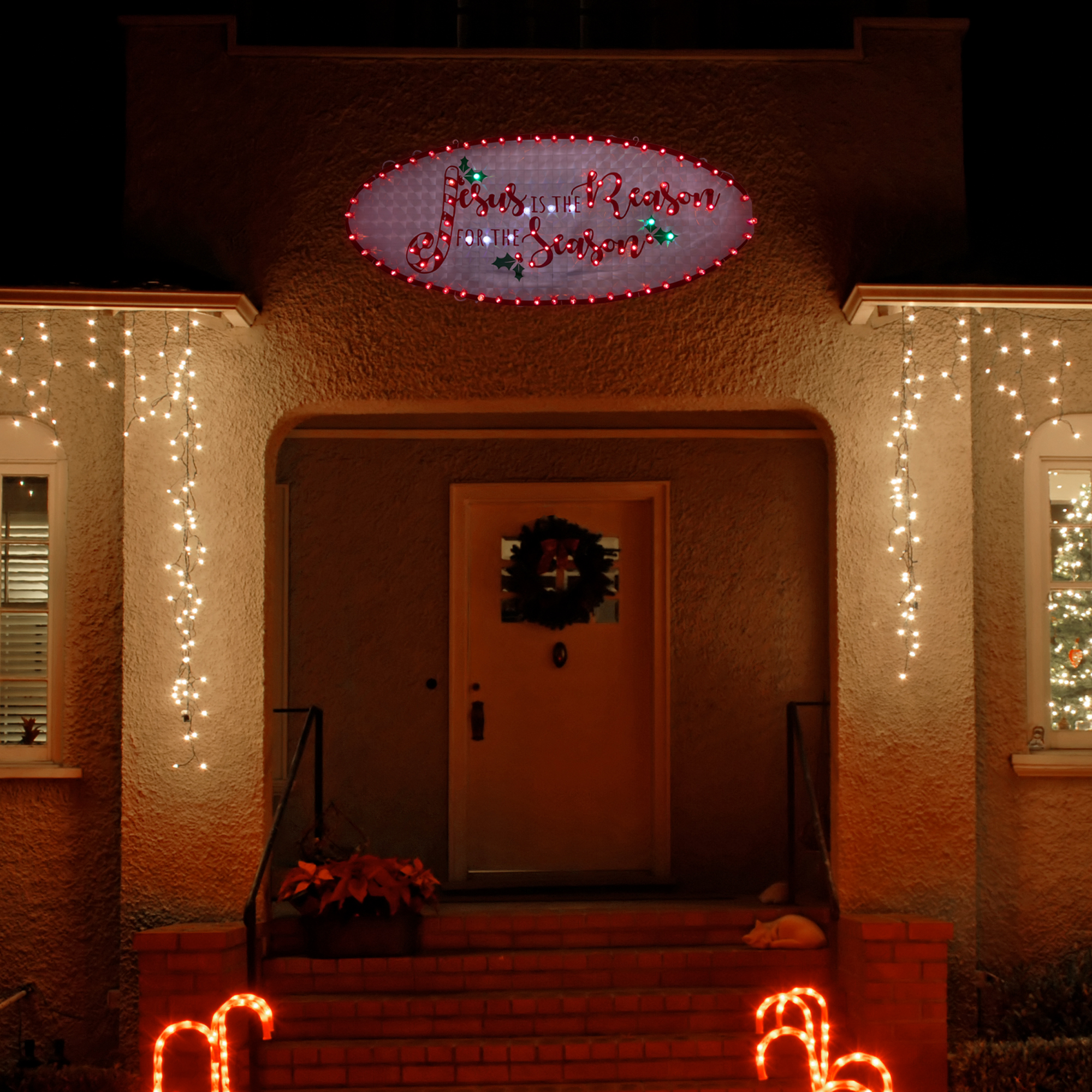 Northlight 43" LED Lighted Holographic Jesus is the Reason Outdoor Christmas Sign