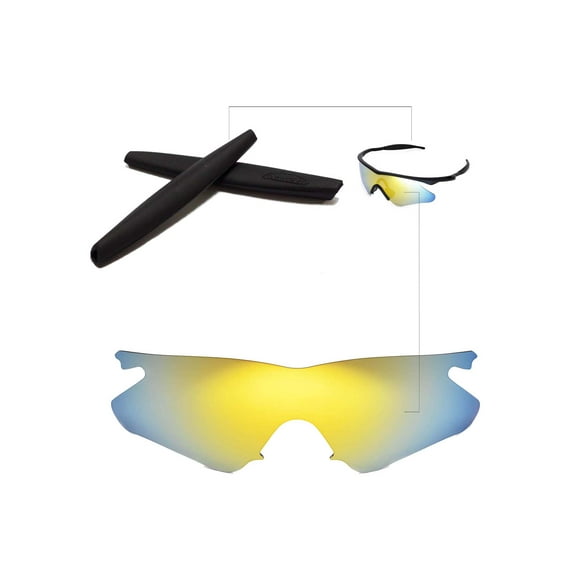 Walleva 24K Gold Polarized Lenses And Black Earsocks For Oakley M Frame Heater Sunglasses