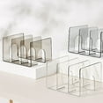 thumbnail image 2 of Sujetalibros de escritorio, estante divisor organizador vertical transparente para biblioteca, para el hogar y la escuela, 2 of 8