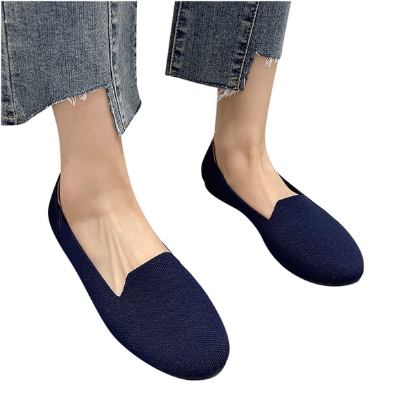 Women's Ballet Flats Shoes Comfortable Slip on Casual Mesh Round Toe Lightweight Breathable Dress Shoes Blue 5.5