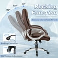 thumbnail image 7 of Lacoo Leather High Back Office Chair Ergonomic Executive Office Chair Swivel Computer Desk Chair Lumbar Support Soft Cushioned Padded Arms, Brown, 7 of 7