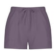thumbnail image 5 of Cotton Linen Shorts for Women Y2k Fit 7 Inch Inseam High Waisted Mid-Thigh Drawstring Stretchy Bermuda Shorts Cute Tall Vacation Shorts with Pockets Purple XXL, 5 of 6