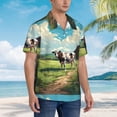 thumbnail image 3 of Balery Prairie Pasture Cow Camisas hawaianas de manga corta para hombre, camisas playeras de corte holgado, camisas de vacaciones con botones,Large, 3 of 7