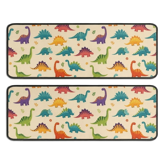 Kitchen Rugs Sets Of 2,Colorful Dinosaur Assortment Pattern Anti Fatigue Kitchen Mat Rugs Non Slip Washable,Decorative Kitchen Floor Mats for Kitchen,Sink,Laundry,17"x47" 17"x47"