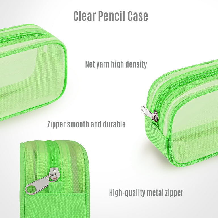 Green Canvas Pencil Case, Medium Zipper Pouch 