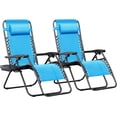 thumbnail image 1 of Homall Chaise Zéro Gravité Pliable pour Patio avec Porte-Gobelet, Fauteuil Inclinable d'Extérieur Réglable en Tissu Textilène, Chaise Longue Portable, Lot de 2, Bleu Pâle, 1 of 9