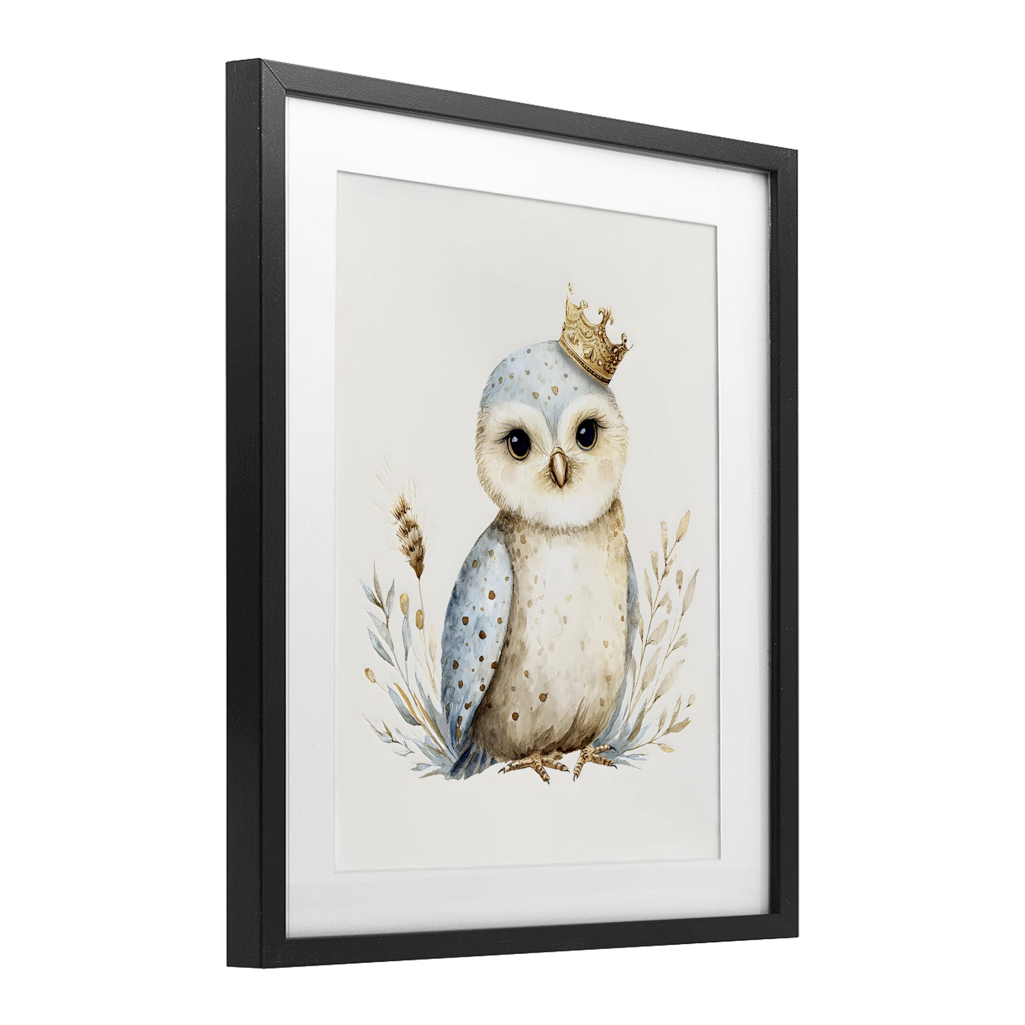 Stupell Industries Watercolor Nursery Owl Black Framed Print Under Glass, design by LSR Design Studio