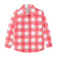 thumbnail image 7 of HOMADLES Boys Long Sleeve Shirts Plaid Print Soft Button Tops Campus style, Uniform Shirt Red 3 T, 7 of 7