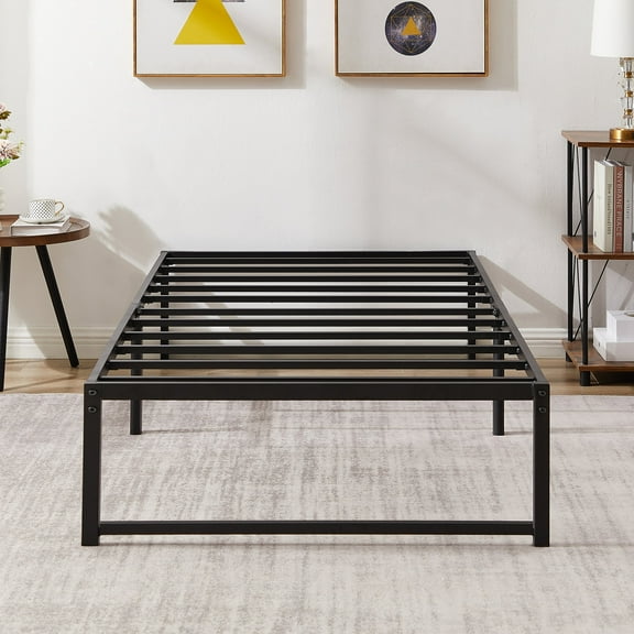 VECELO 14.2 Inch Twin Metal Platform Bed Frame, Strong Metal Slats Support/Mattress Foundation, Black