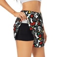 thumbnail image 2 of Bixox Women's Cute Puppy Footprints pattern 2 in 1 Running Shorts - Lightweight Athletic Workout Gym Yoga Shorts Liner with Pockets - Large, 2 of 7