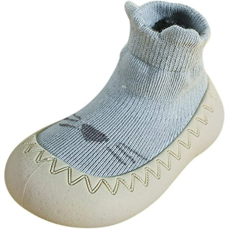 

QWZNDZGR Elastic Socks Shoes with Memory Insole Baby Toddler Indoor House Floor Slipper Rainbow Stripe Moccasins
